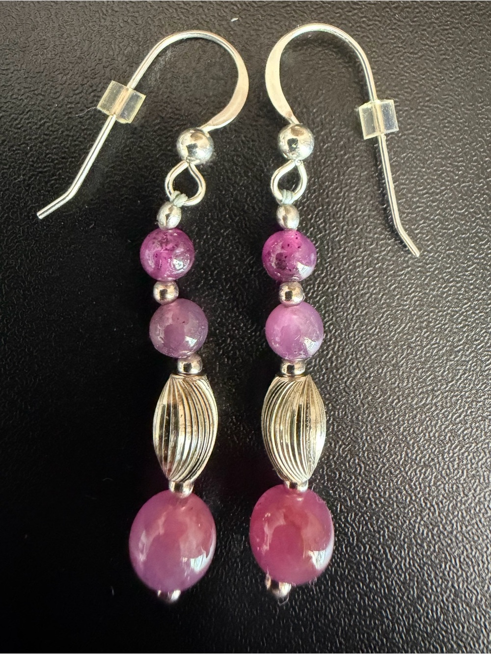JAY KING DTR STERLING SILVER PINK PURPLE GEMSTONE EARRINGS 925 CHINA 1.75”